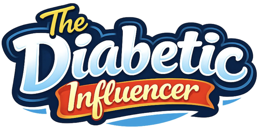 The Diabetic Influencer logo with bold blue and white lettering and red banner, representing a Type 2 diabetes education and support platform focused on diabetes management and health advocacy.